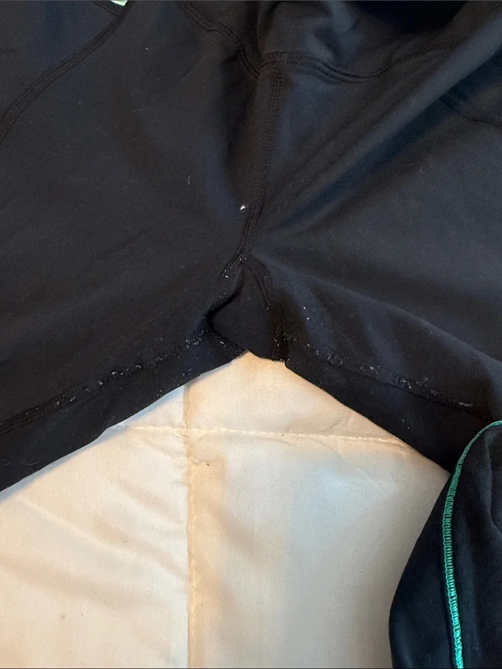 lululemon athletica Black Leggings with Green Accent Panels 10 fair shape
